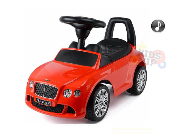 Officially Licensed Bentley Continental GT Push Car for Toddlers With Musical Steering Wheel & Backrest | Red