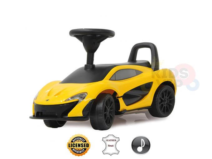 Yellow McLaren P1 Push Car for Toddlers With Leather Seat & Music