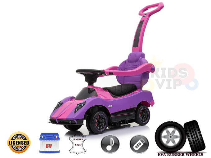 Pagani Zonda Push Car for Toddlers, Leather Seat, MP3 – Pink