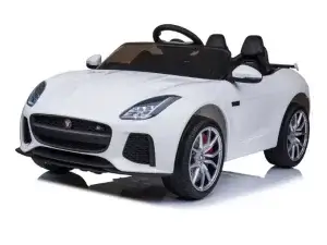 officially licensed jaguar f type 12v kids ride on car with leather seat lights eva wheels rc white