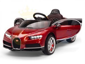 BUGATTI Kids toddlers ride car 12v rubber wheels rc leather seat remote control sport car super red paint 3
