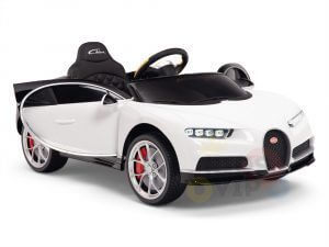 BUGATTI Kids toddlers ride car 12v rubber wheels rc leather seat remote control sport car super white 36
