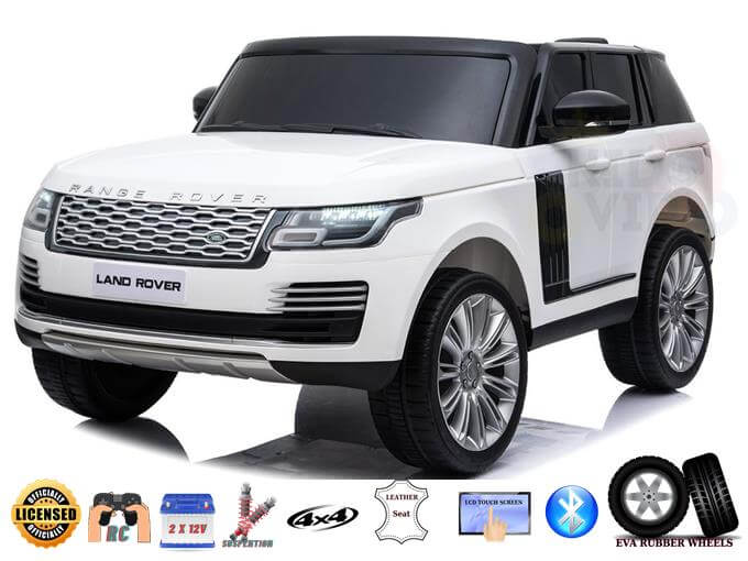 White On White Special Edition 24V Range Rover Ride-On SUV, 2-Seater, MP4 Touchscreen, Leather Seats, Rubber Wheels