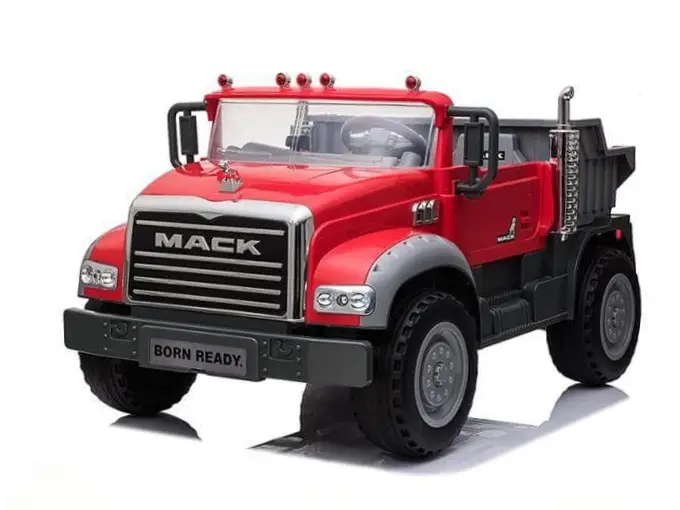 Xxl 2 Seater Upgraded 12V Mack Truck, Eva Wheels, Leather Seats, Rc, Painted Red