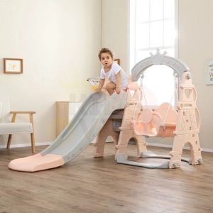 kids toddlers swing slide playset crown kidsvip pink 1