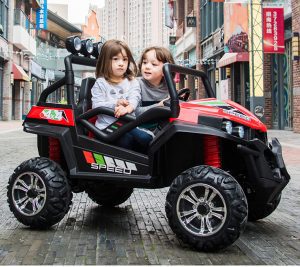 kidsvip 2 seater ride on utv buggy 2x12v rubber wheels toddlers kids red 13
