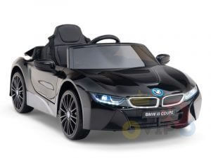 kids and toddlers bmw i8 ride on car 12v leather seat rubber wheels kids vip black 12