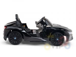 kids and toddlers bmw i8 ride on car 12v leather seat rubber wheels kids vip black 14