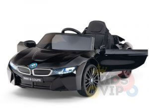 kids and toddlers bmw i8 ride on car 12v leather seat rubber wheels kids vip black 18