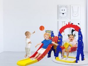 kids toddlers swing slide playset crown kidsvip colorfull 2 1