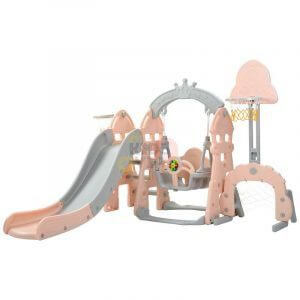 kidsvip 5 in 1 toddlers infants swing slide football basketball playground indoor outdoor set pink55