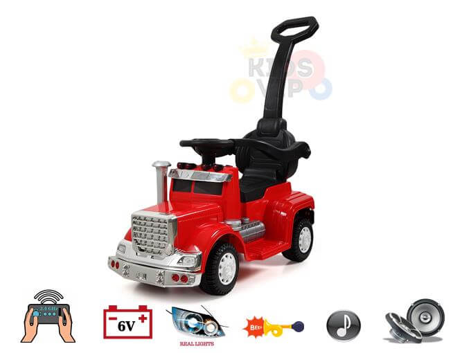 Big Rig Truck | Toddlers’ 3-in-1 Convertible 6V Ride-on/Push-car With Handle, Guards & RC | Red