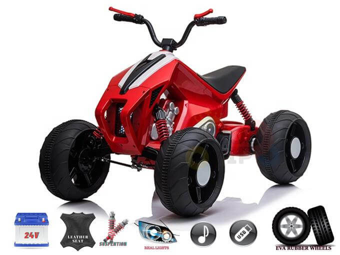 Sport Utility Edition 24V Ride-on ATV For Kids With Rubber Wheels & Leather Seat