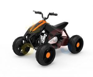 kids atv 24v ride on rubber wheels leather seat black 10