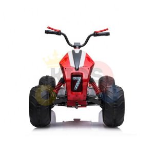 kids atv 24v ride on rubber wheels leather seat red 13