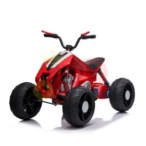 kids atv 24v ride on rubber wheels leather seat red 14