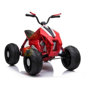 kids atv 24v ride on rubber wheels leather seat red 17