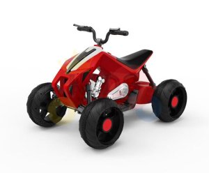 kids atv 24v ride on rubber wheels leather seat red 20