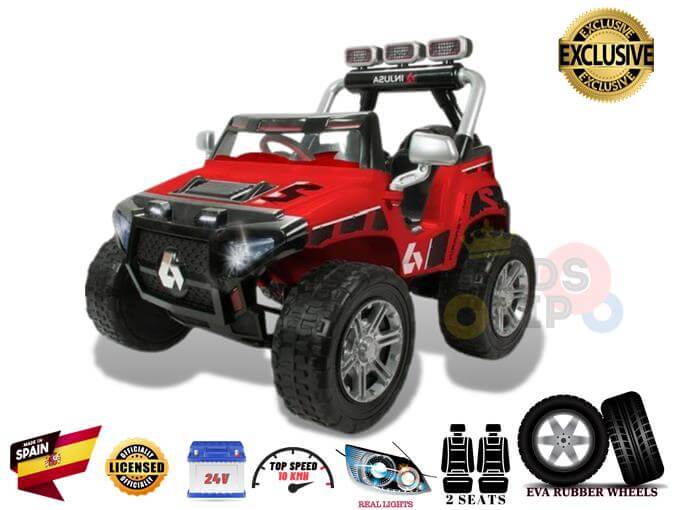 INJUSA 2 Seater 24V Lifted Progressive Monster Truck for Kids, Rubber Wheels (NO REMOTE CONTROL!)