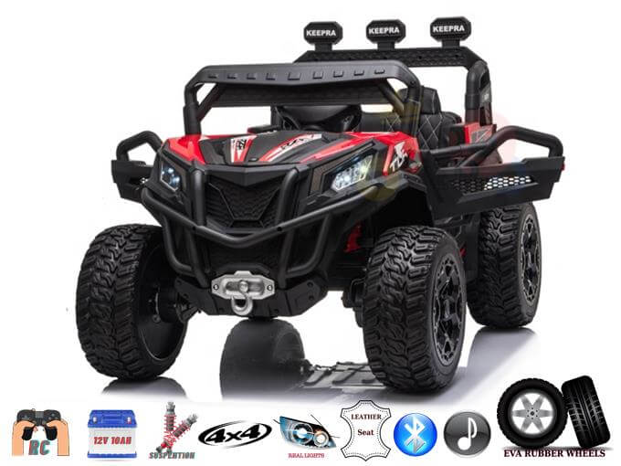Junior Sport Utility 12V Kids’ and Toddlers’ Ride-On Buggy / UTV | Parental Remote, SD, USB, Bluetooth, 4WD | Red