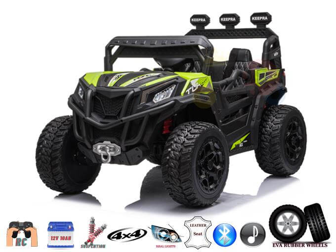 Junior Sport Utility 12V Kids’ and Toddlers’ Ride-On Buggy / UTV | Parental Remote, SD, USB, Bluetooth, 4WD | Green