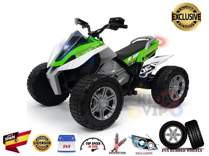 INJUSA 24V Rage Edition Quad /ATV for Kids, Rubber Wheels