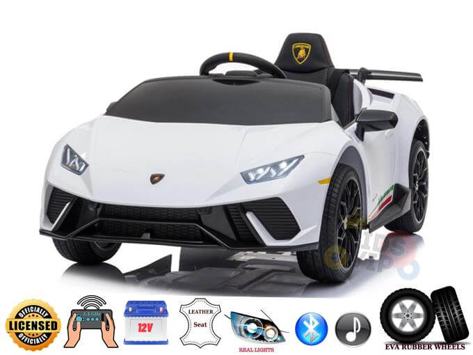 Lamborghini Huracan 12V Licensed Sport Edition | SD, USB, MP3, Bluetooth, Remote Control | White