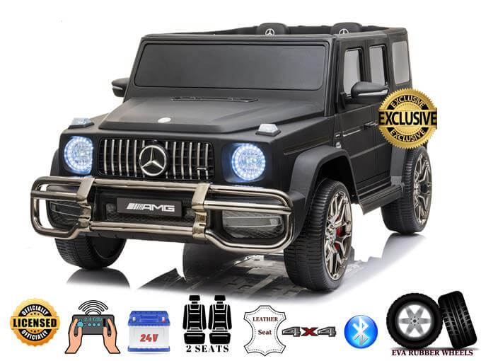 KidsVip Exclusive Mercedes Benz G Series 2-Seater 24V Kids Ride-on Truck, Eva Wheels, Leather Seats, Light-up Logo, 4WD,BT, RC