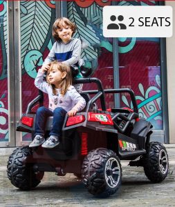 kidsvip 2 seater ride on utv buggy 2x12v rubber wheels toddlers kids white 33