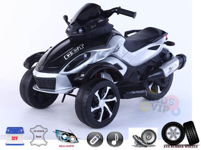 Silver Junior Sport Edition 12V Ride On ATV With 3 Wheels For Kids & Toddlers