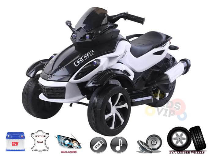 Junior Sport Edition 12V 3-Wheel Ride-on ATV | White