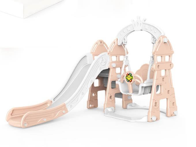 Luxury 5 in 1 Castle Edition Playset Toddlers and Baby Slide with Full Step, Swing, Basket Ball Net