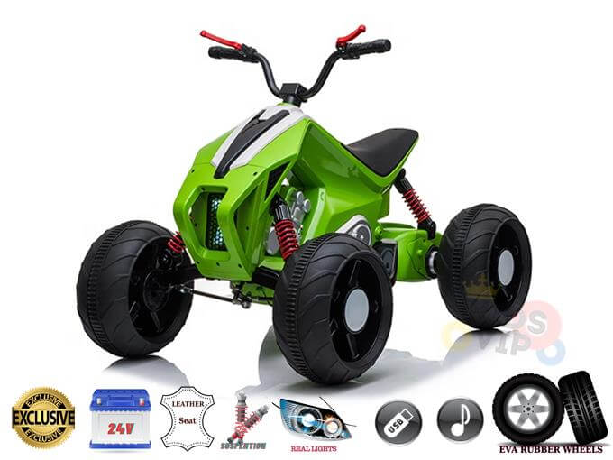 Sport Utility Edition 24V Ride-on ATV For Kids With Rubber Wheels & Leather Seat | Green
