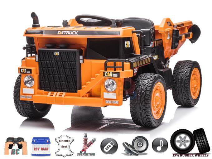 Construction Dump Truck 12V Ride-On | Rubber Wheels, Remote Control
