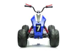 kids atv 24v ride on rubber wheels leather seat blue 1