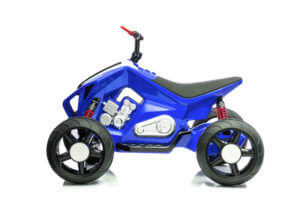 kids atv 24v ride on rubber wheels leather seat blue 2