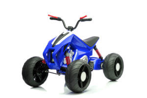 kids atv 24v ride on rubber wheels leather seat blue 3