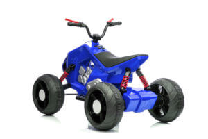 kids atv 24v ride on rubber wheels leather seat blue 4