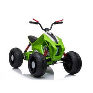kids atv 24v ride on rubber wheels leather seat green 2