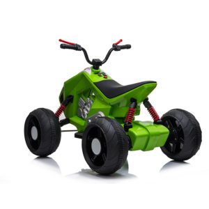 kids atv 24v ride on rubber wheels leather seat green 3