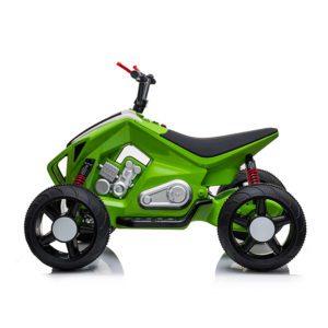 kids atv 24v ride on rubber wheels leather seat green 6
