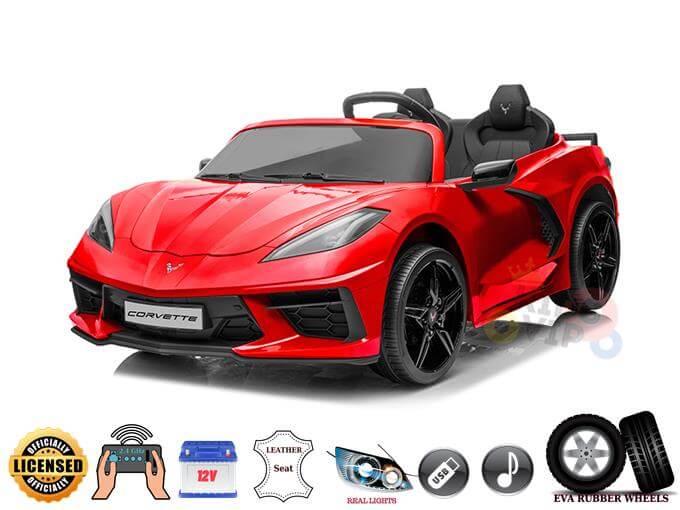 Corvette C8 12V 2-Seater Ride-on | Leather Seats | Torch Red