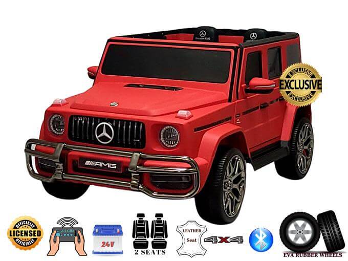 KidsVip Exclusive Mercedes Benz G Series 2-Seater 24V Kids Ride-on Truck, Eva Wheels, Leather Seats, Light-up Logo, 4WD,BT, RC