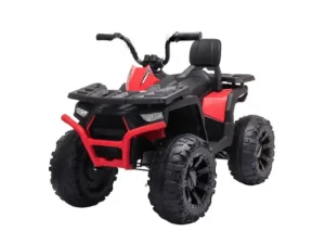 Titan Edition 24V Kids’ Ride On Quad ATV | Rubber Tires, Leather Seat, MP3, USB | Red