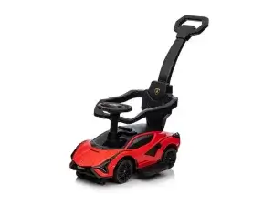Complete Edition Lamborghini Sian 3 in 1 Push Car : Stroller with Handle And Safety Guards, Red