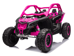 Licensed LX Performance Rose Edition 24V Can-Am Maverick 4WD Double 24V Battery Pack, 2-Seater Kids' Buggy, Bluetooth, EVA Wheels, Leather Seats, RC