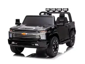black edition 24v chevrolet sliverado 2 seater ride on truck rubber wheels leather seat rc